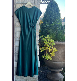 LLEWELLYN SATIN DRAPED MIDI DRESS