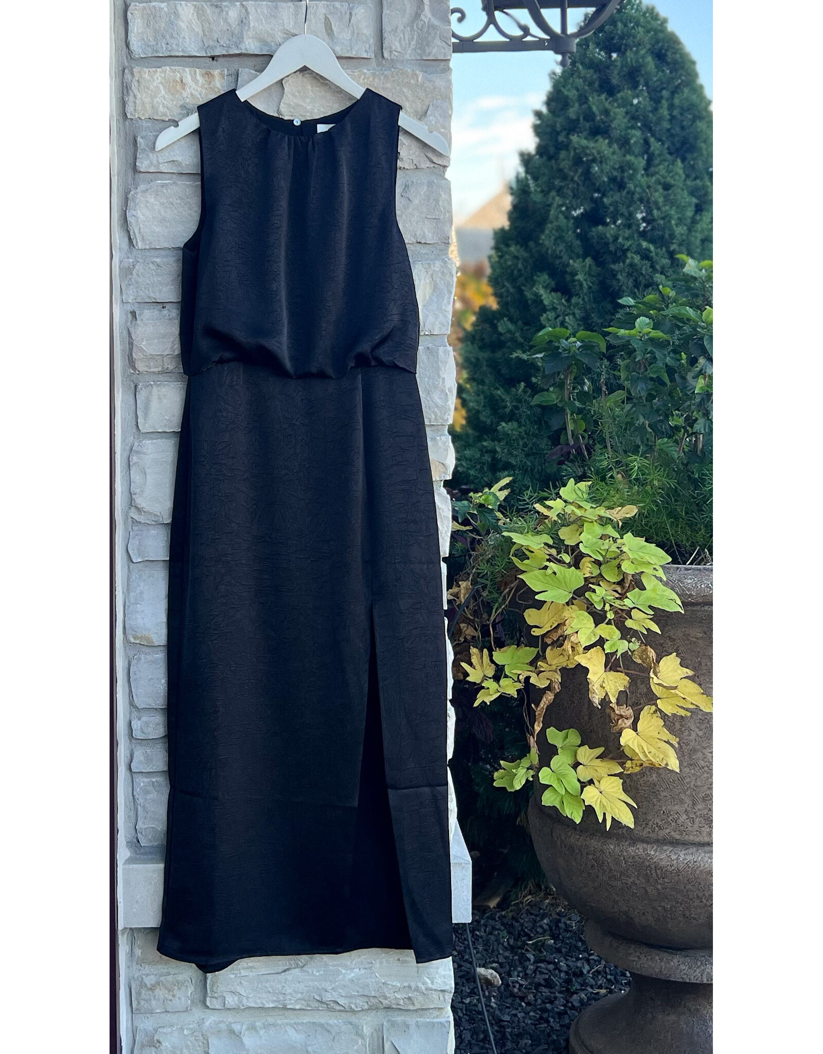 TADEO SILKY SIDE SLIT MIDI DRESS