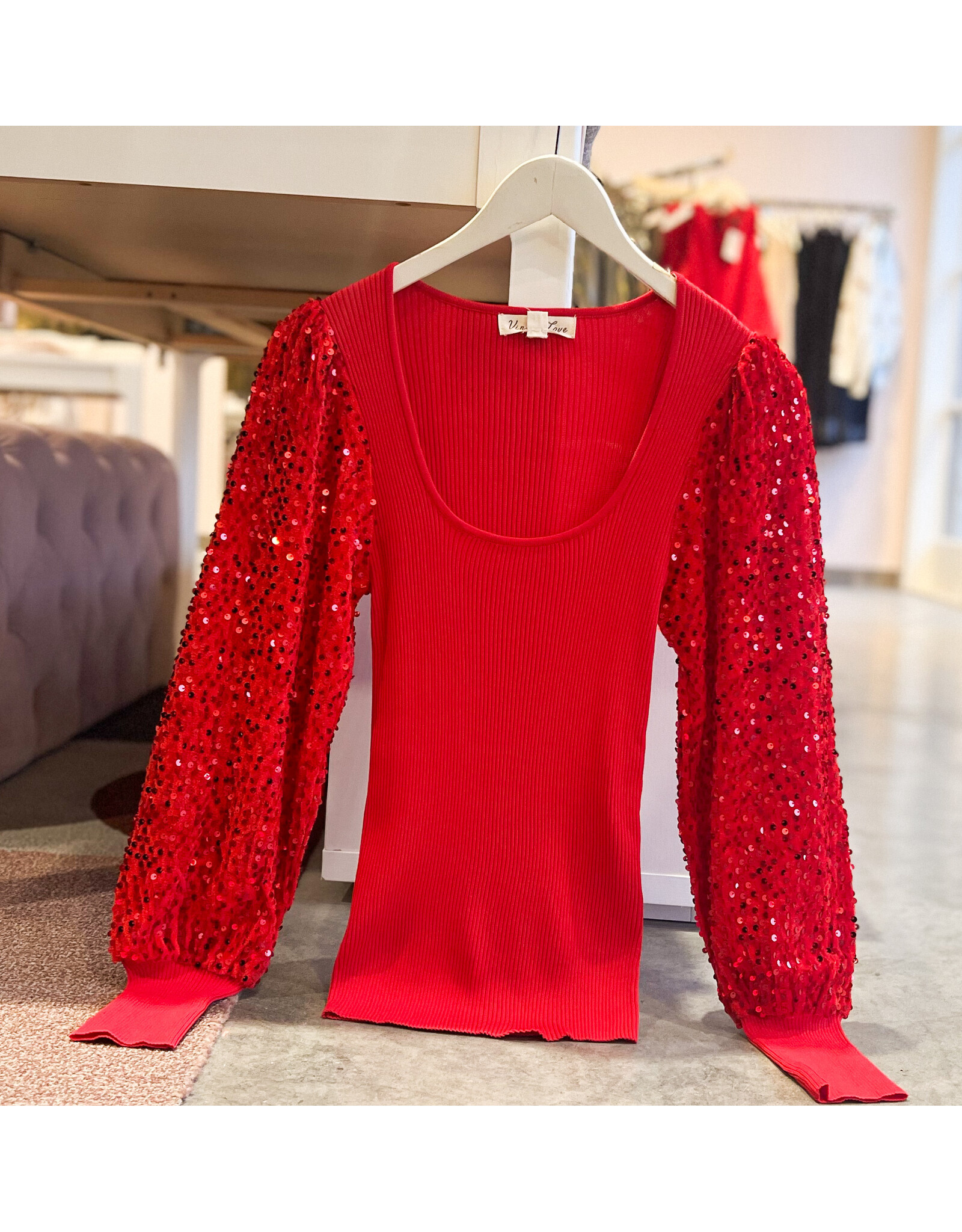 DEMENIA SEQUIN SLV TOP