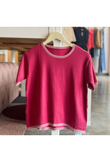 JONTY STRIPED TRIM SHORT SLEEVE TOP