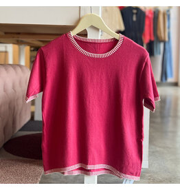 JONTY STRIPED TRIM SHORT SLEEVE TOP