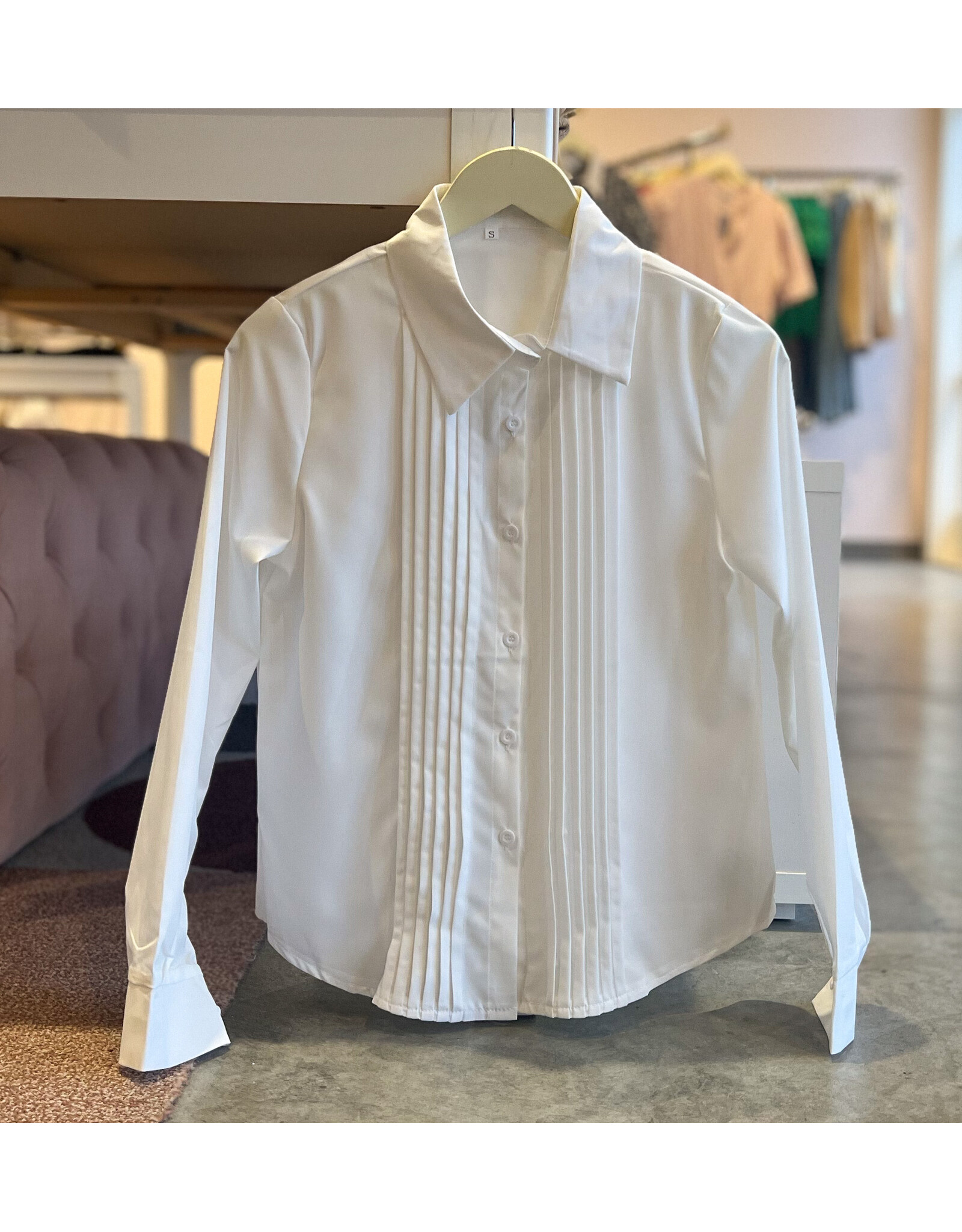 CURTIS PLEATED BUTTON DOWN TOP