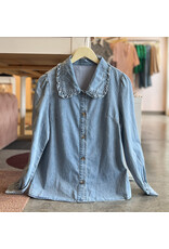 DEXTER RUFFLED PETER PAN DENIM TOP