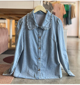 DEXTER RUFFLED PETER PAN DENIM TOP