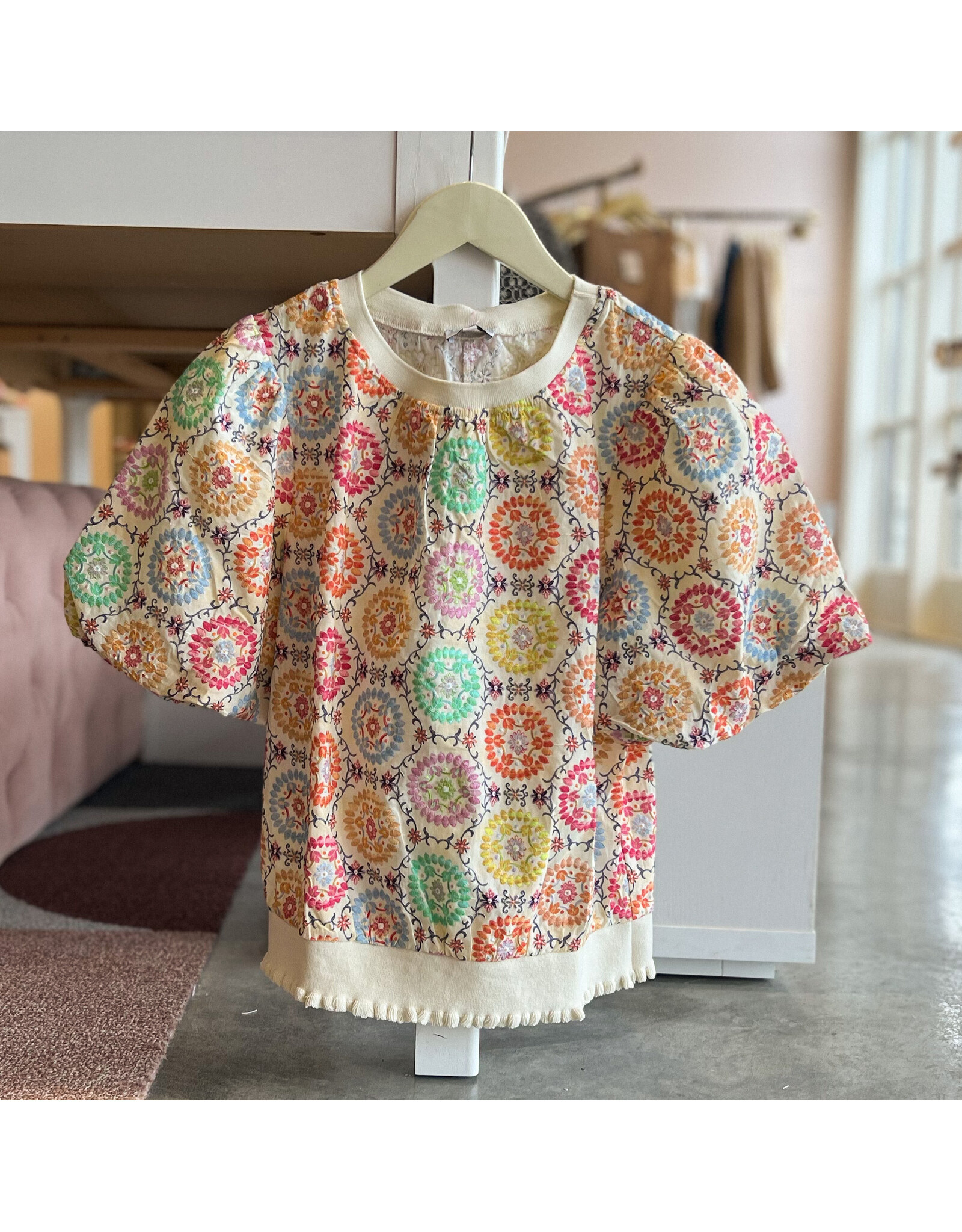 MILLIE FLORAL BUBBLE SLV TOP