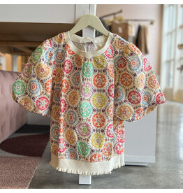 MILLIE FLORAL BUBBLE SLV TOP