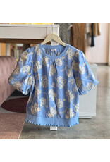 ALMA FLORAL BUBBLE SLV TOP