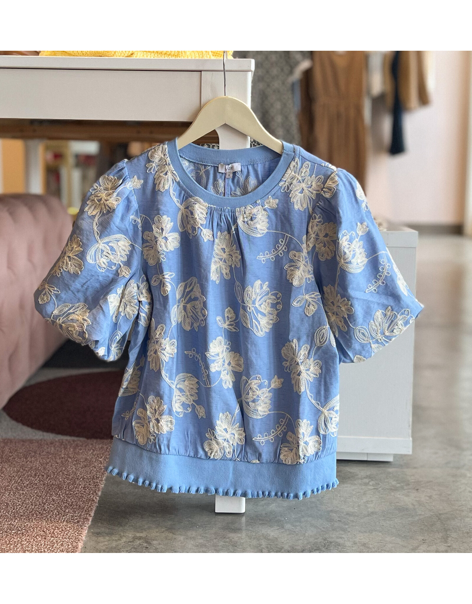 ALMA FLORAL BUBBLE SLV TOP