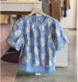 ALMA FLORAL BUBBLE SLV TOP