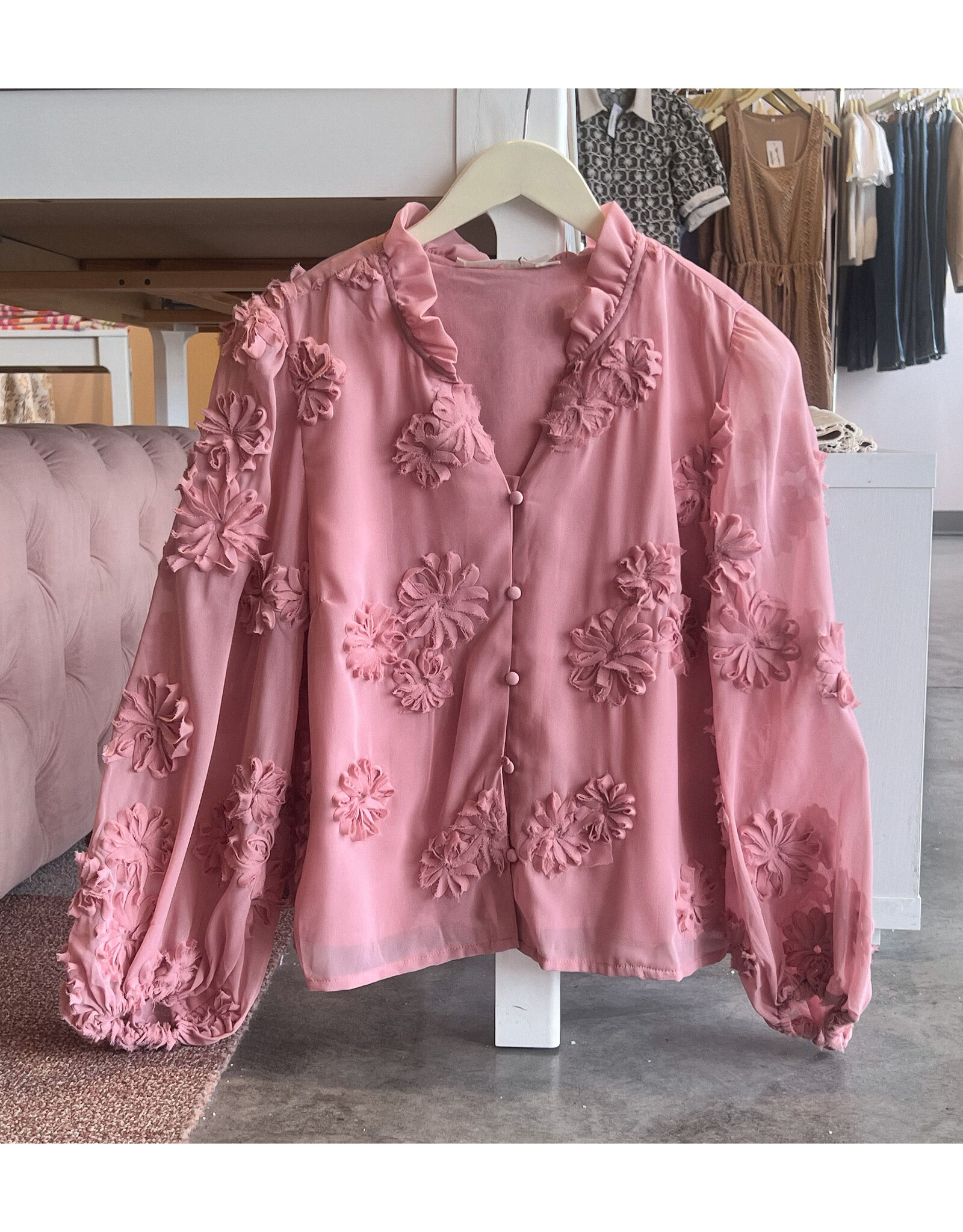 ARDALION SHEER 3D FLORAL TOP