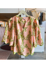 CARLYN WAVY EMBROIDERED HEM FLORAL TOP