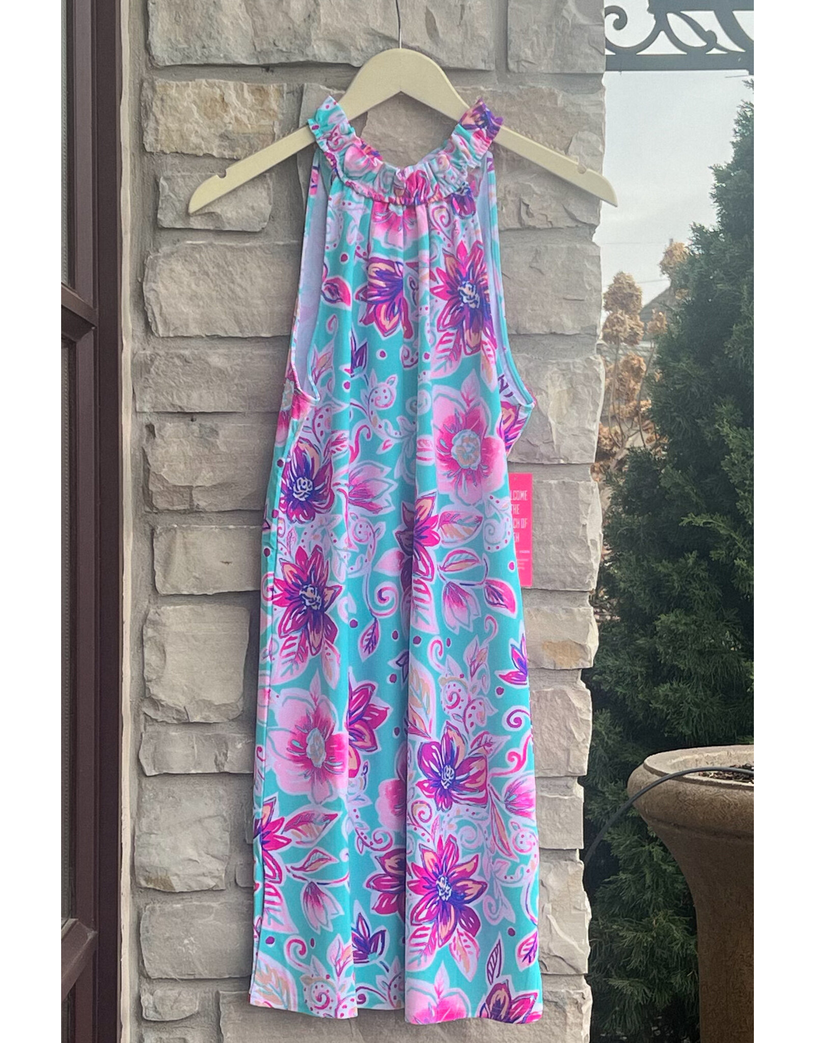 LOELLEN PLEATED HIGH NK DRESS