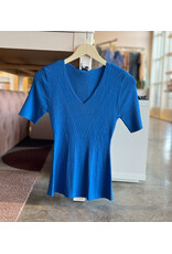 VERONICA S/S RIBBED PEPLUM TOP