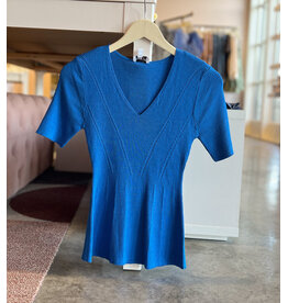 VERONICA S/S RIBBED PEPLUM TOP