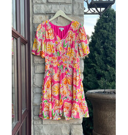 DAEMYN V NECK FLORAL PRINT DRESS