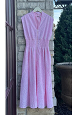 CAISHEN EYELET PRINTED MIDI DRESS