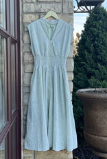 CAISHEN EYELET PRINTED MIDI DRESS