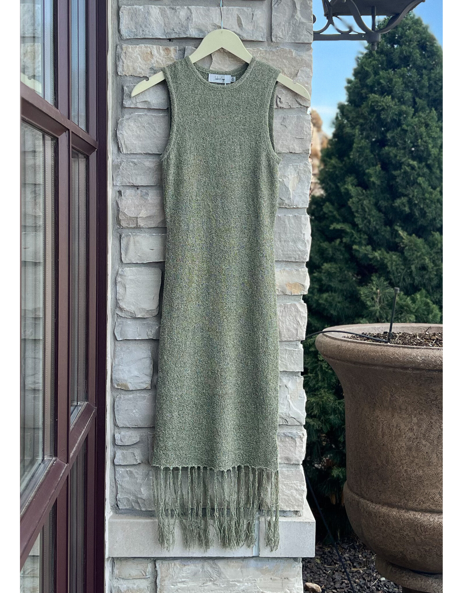 WILD CACTUS FRINGE MIDI DRESS