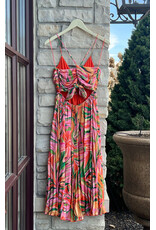 SUNSET RIDGE PLEATED MIDI DRESS