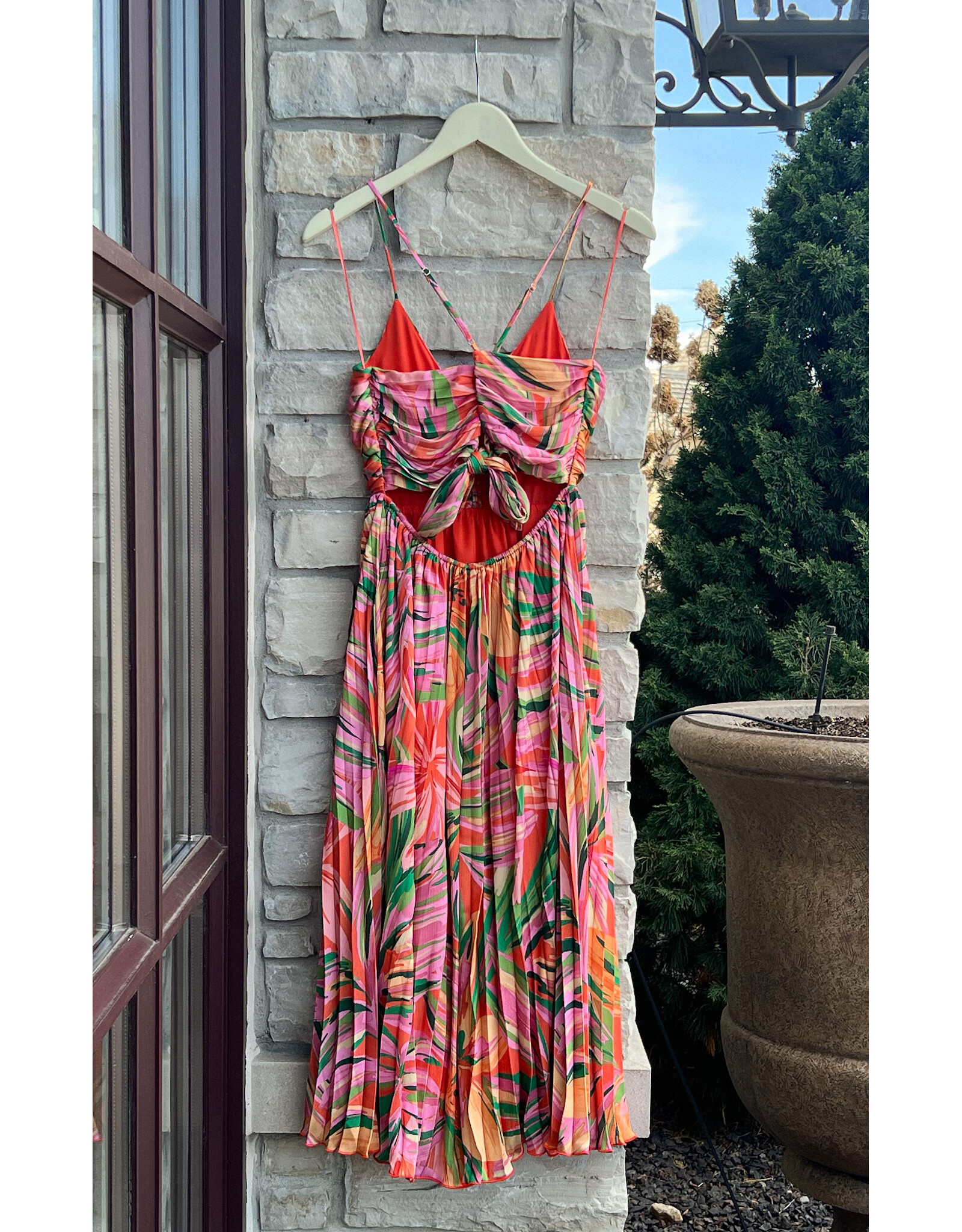 SUNSET RIDGE PLEATED MIDI DRESS