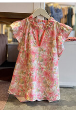 JAHAN FRILLED SPLIT NECK FLORAL PRINT TOP