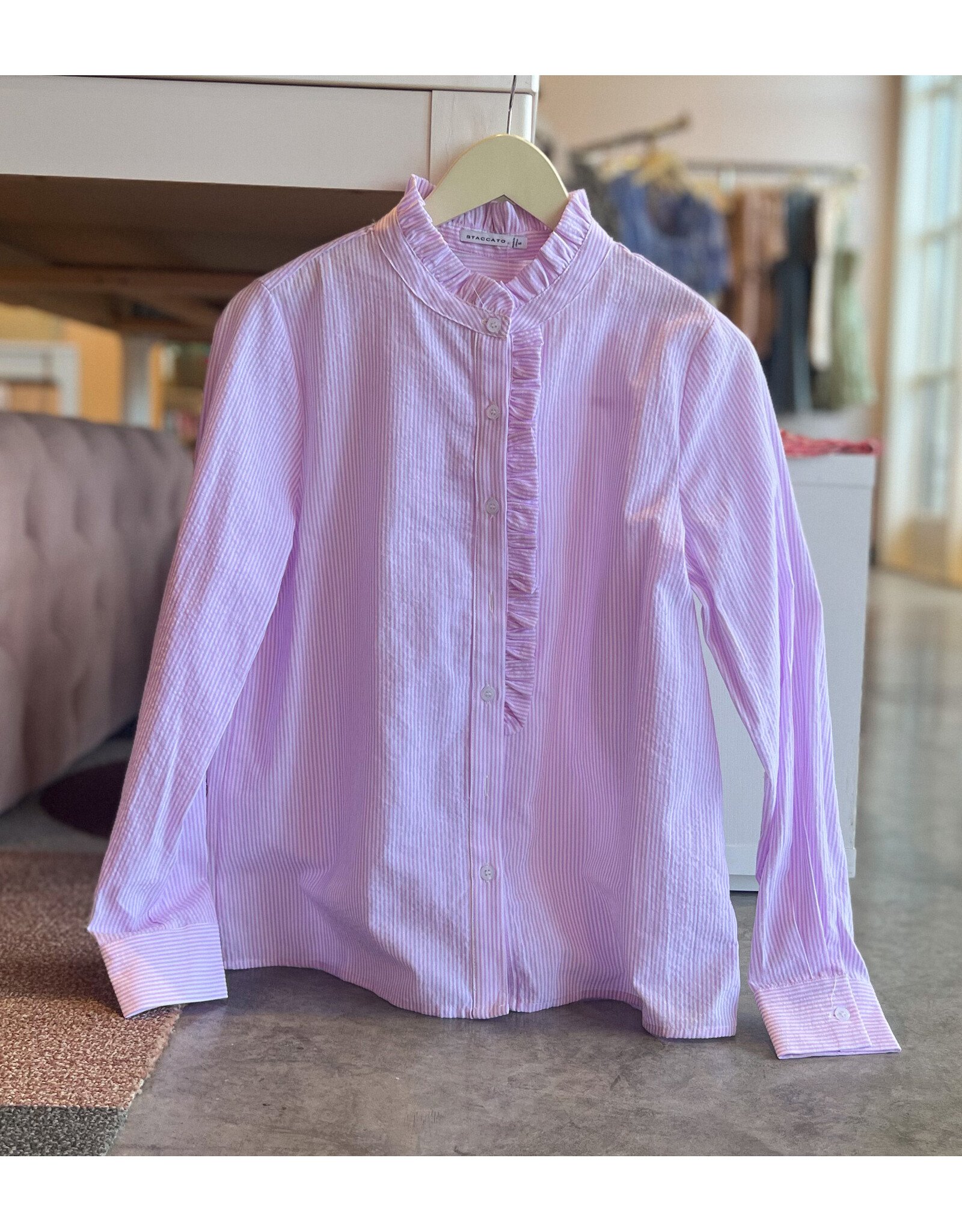JADON FRILL NECK BUTTON DOWN TOP