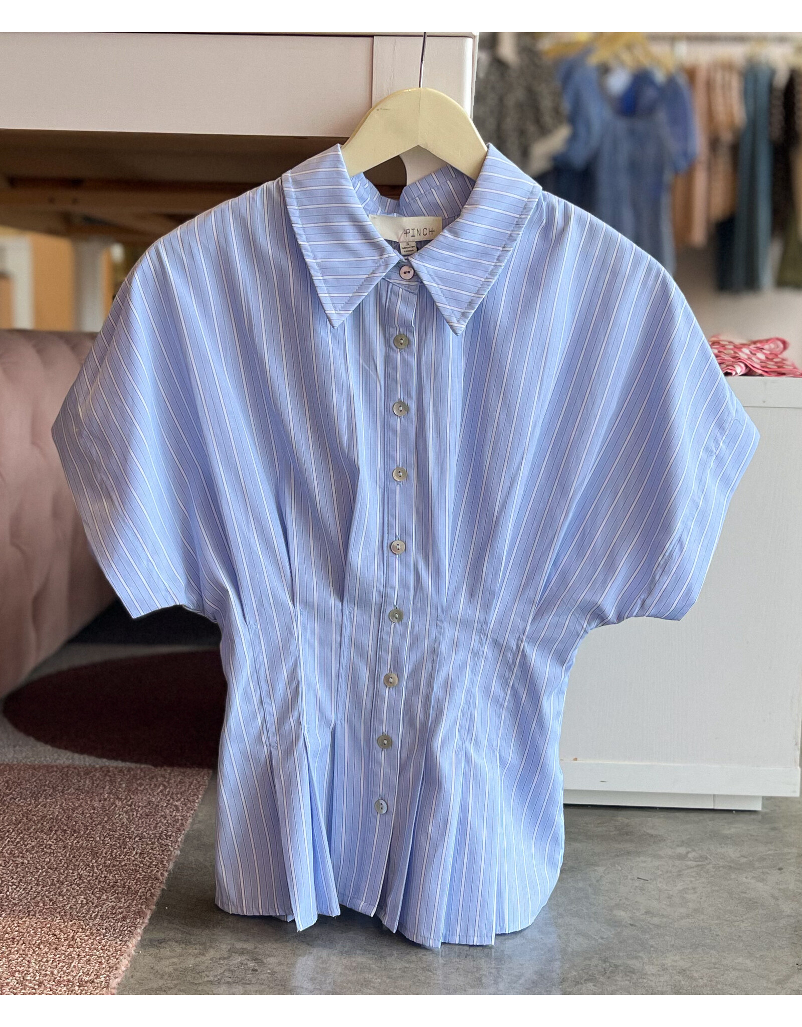 ACCORSA STRIPE BUTTON DOWN TOP