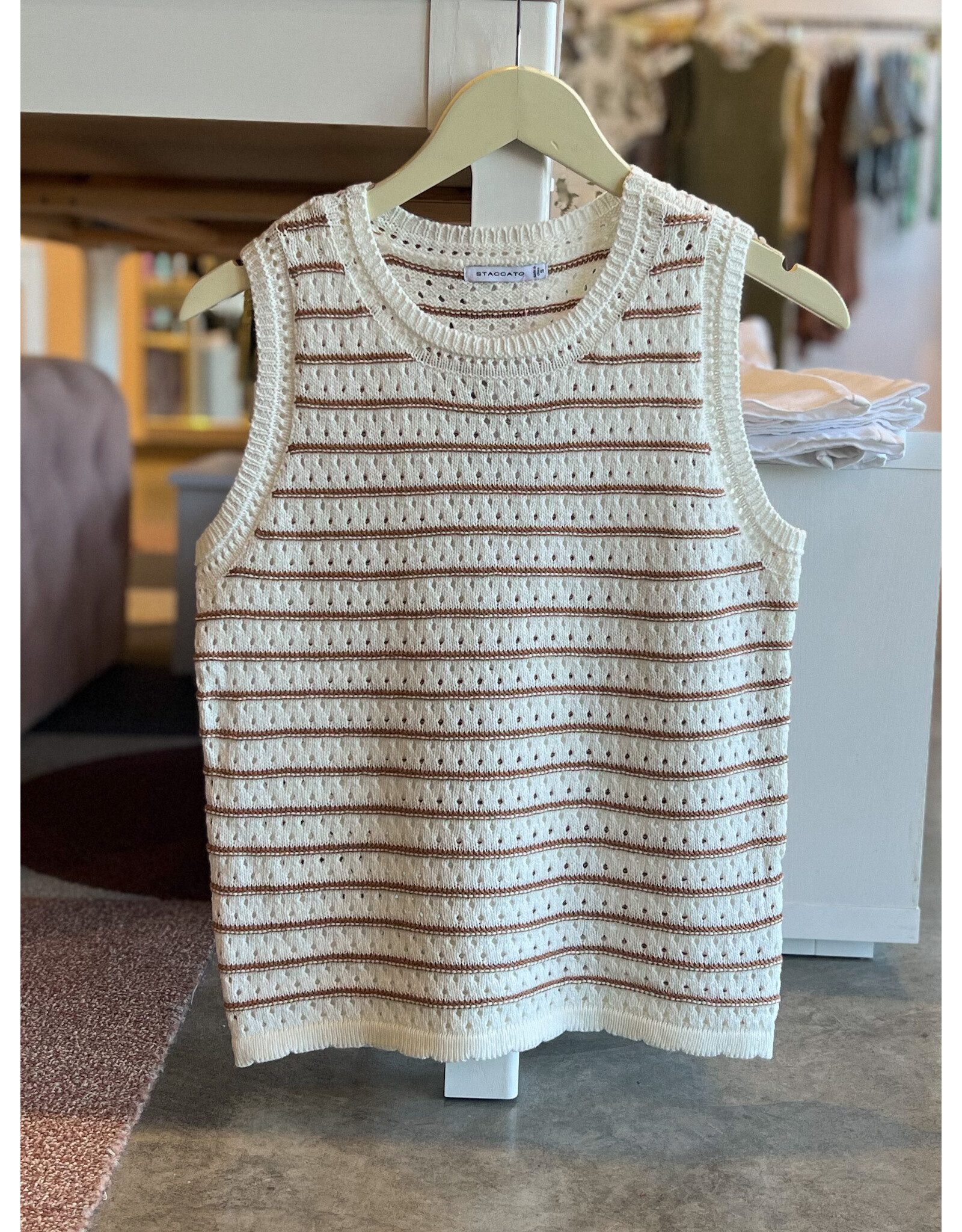 WHITAKER CROCHET STRIPE SWEATER TOP