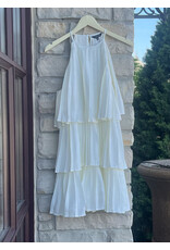 HELAH PLEATED SATIN TIERED DRESS