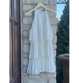 HELAH PLEATED SATIN TIERED DRESS