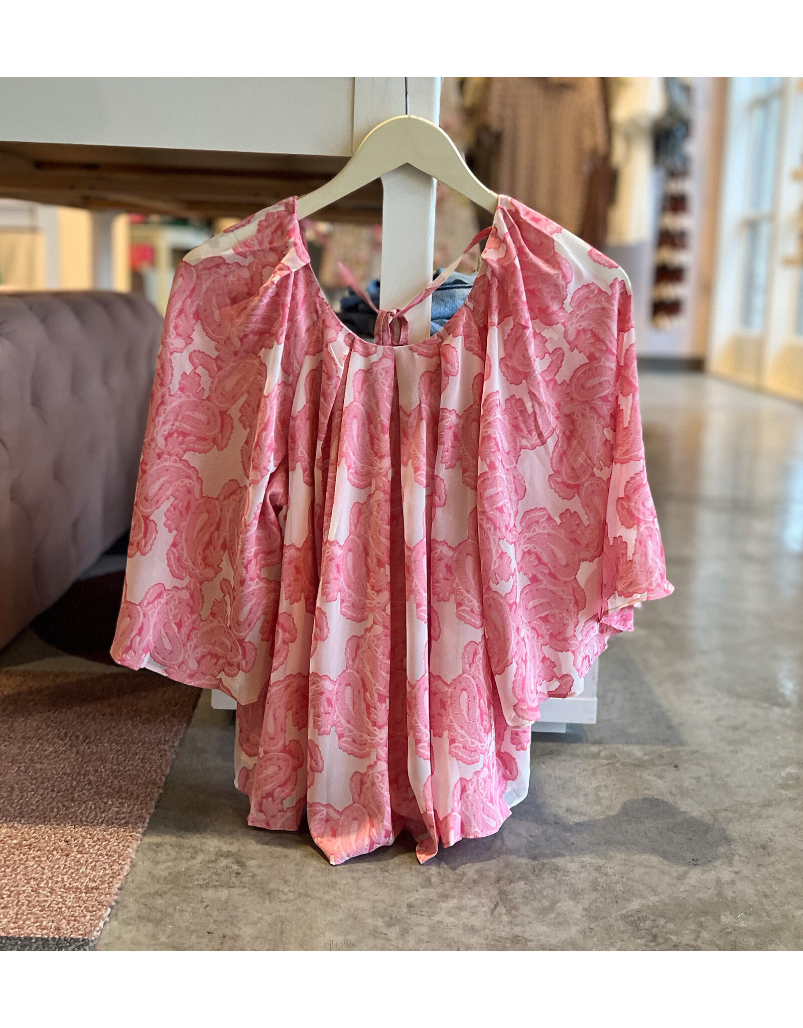 NILIMA FLORAL PAISLEY DOLMAN BLOUSE
