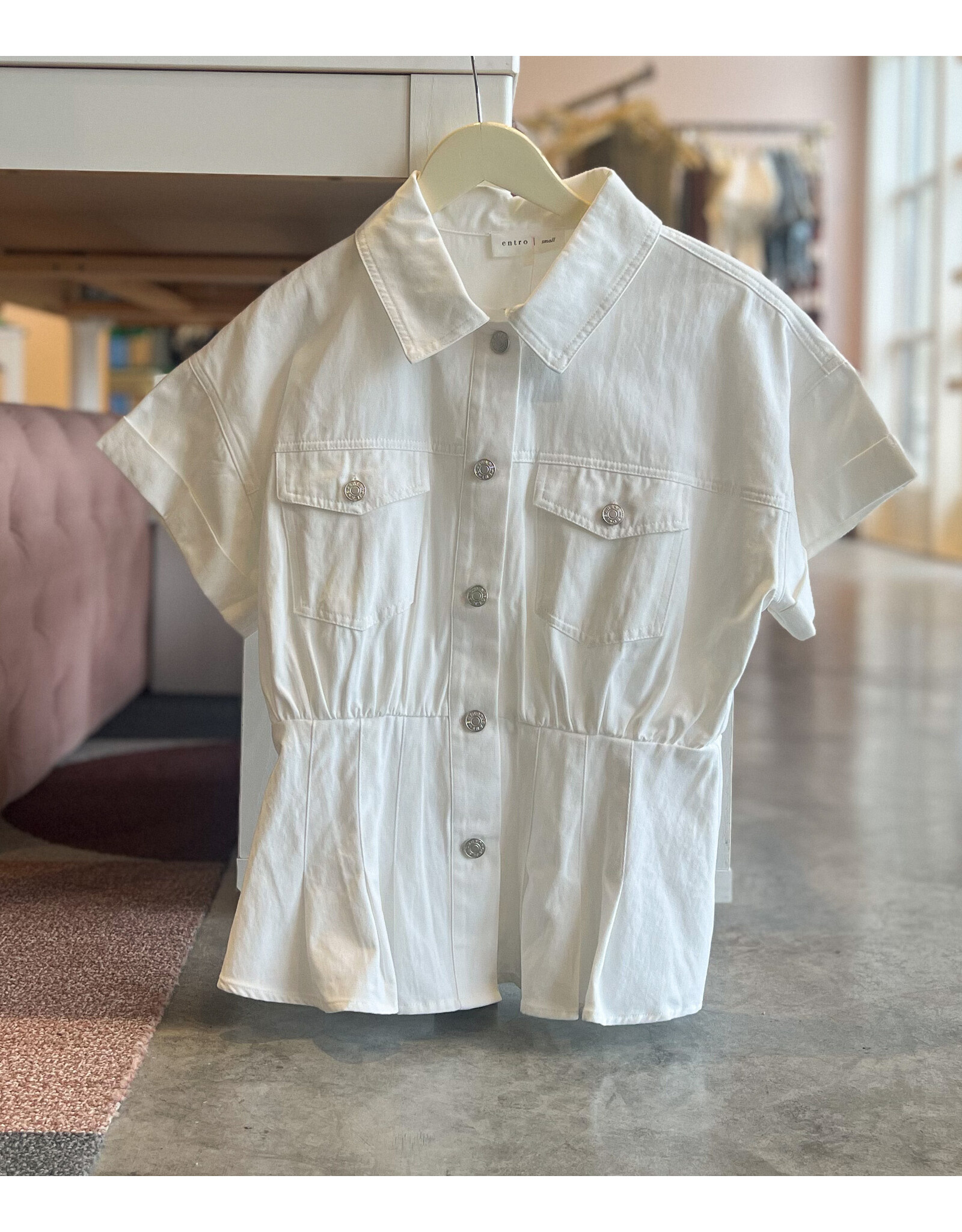 JANIAH DENIM PEPLUM TOP
