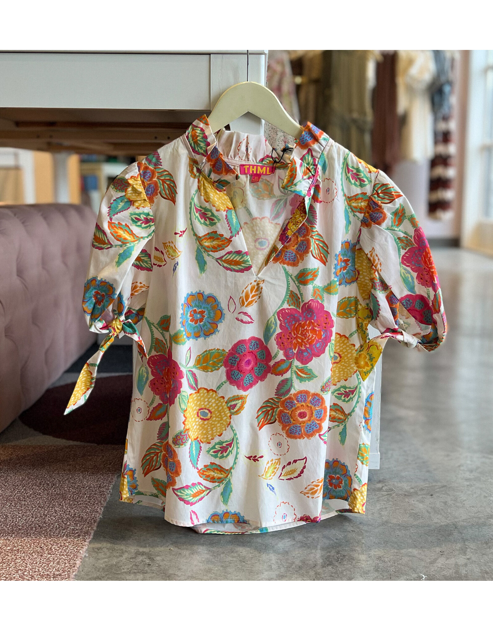 THML HENSON FLORAL PRINT COLLARED TOP