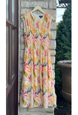 RAWYA FLORAL PRINT CAP SLEEVE MIDI DRESS
