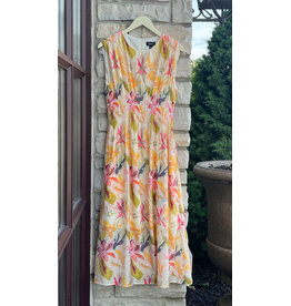 RAWYA FLORAL PRINT CAP SLEEVE MIDI DRESS