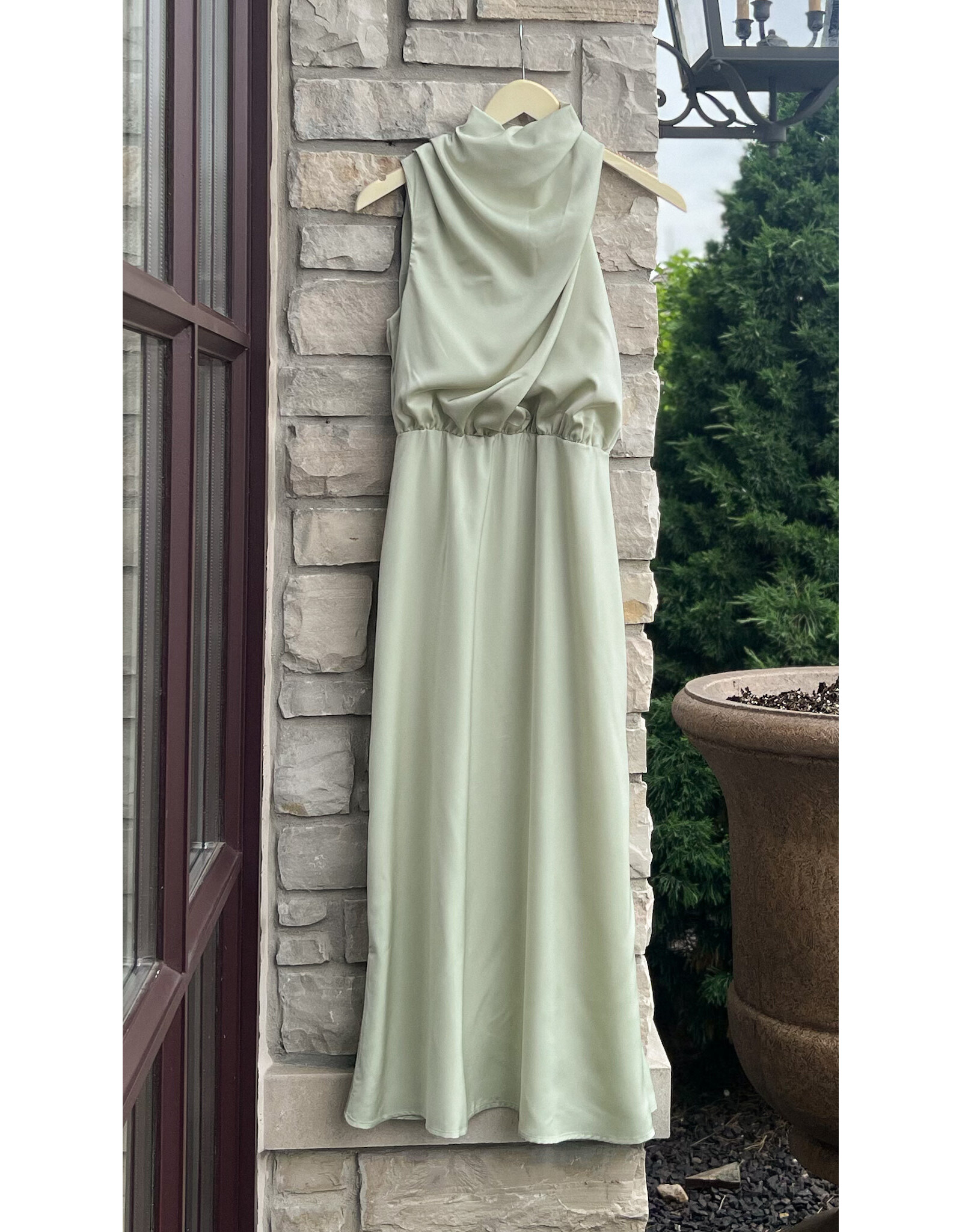 TAKAKO SATIN HALTER SLEEVELESS DRESS
