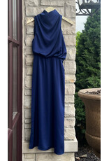 TAKAKO SATIN HALTER SLEEVELESS DRESS