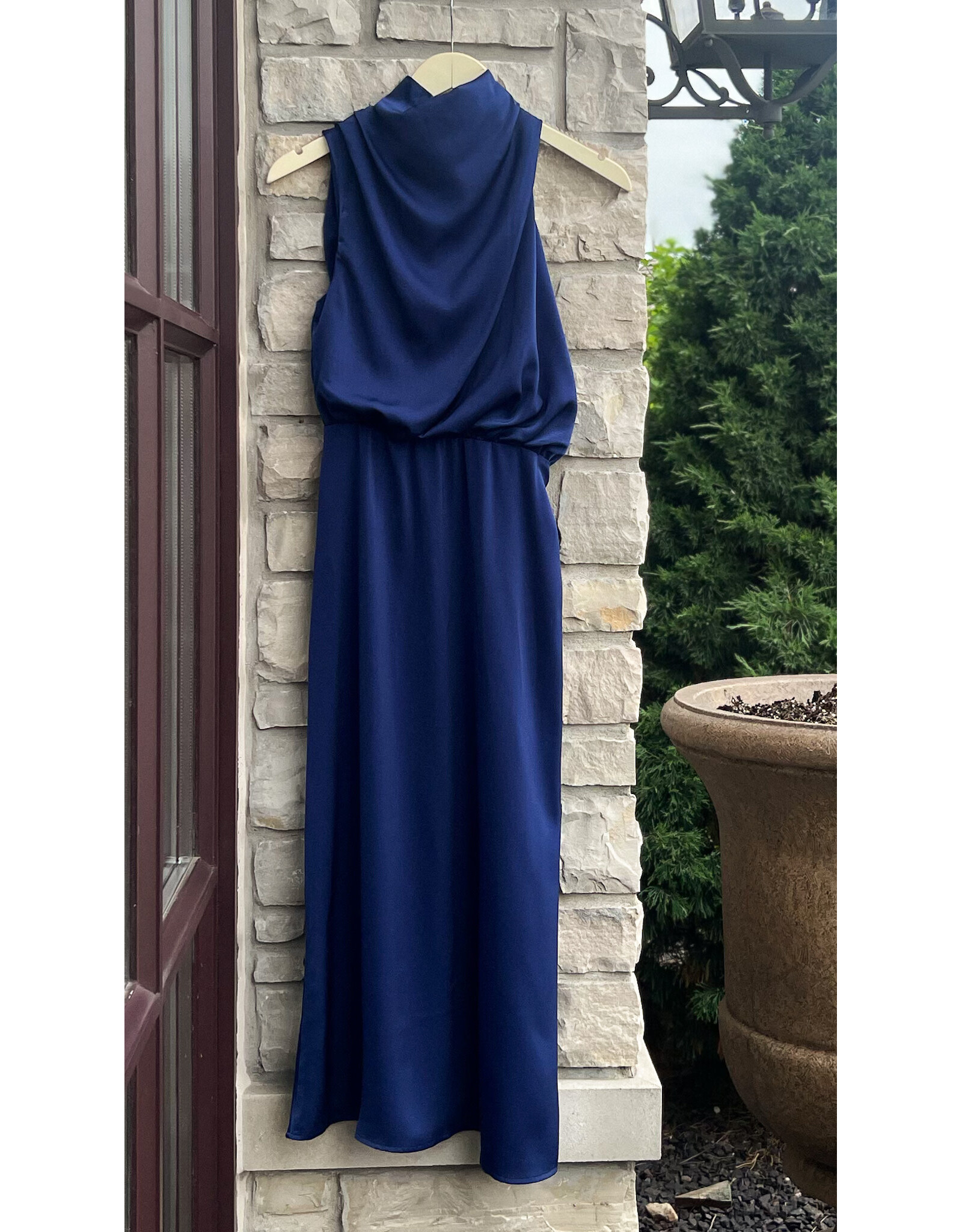 TAKAKO SATIN HALTER SLEEVELESS DRESS