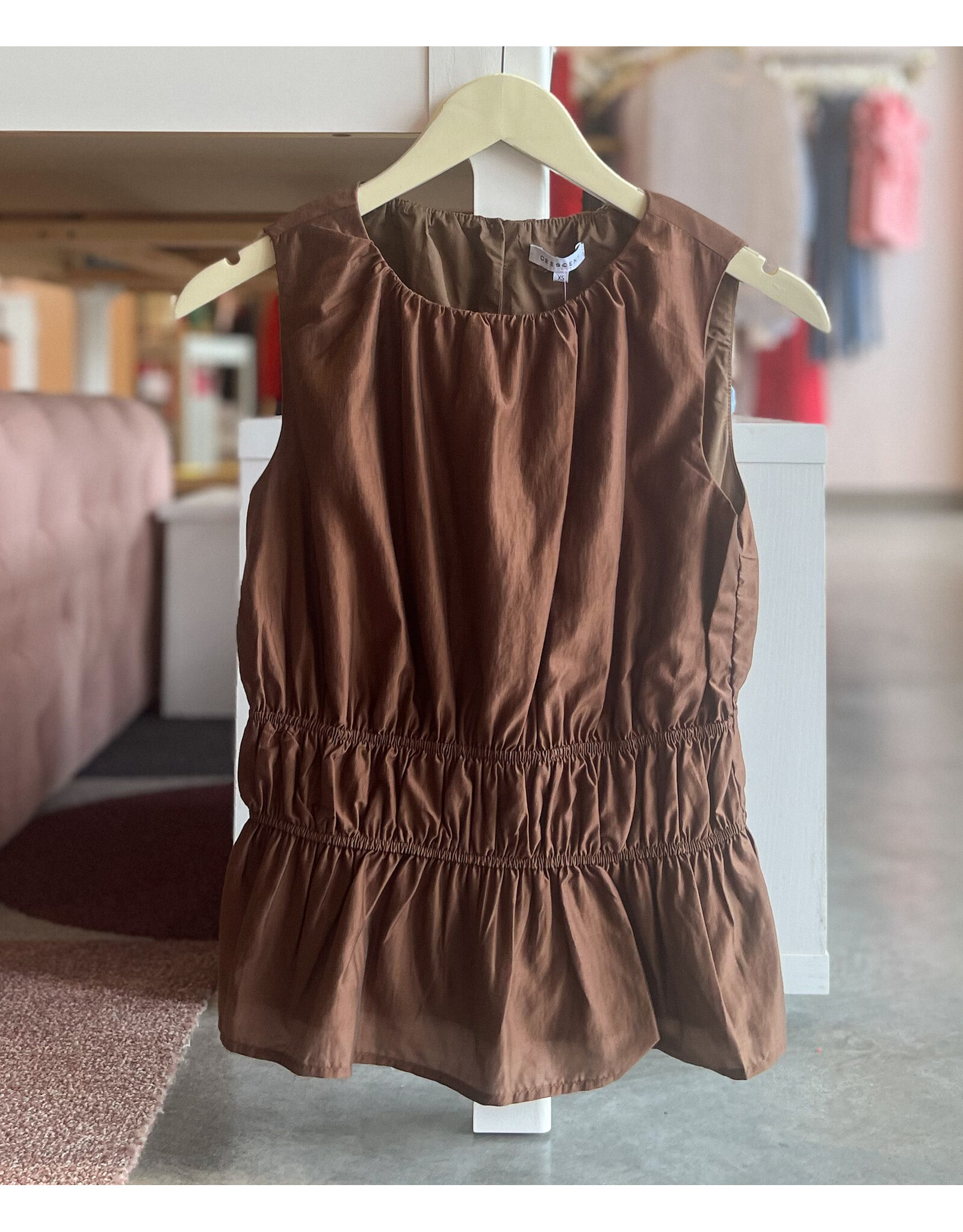 AVRIL RUCHED SLEEVELESS BLOUSE