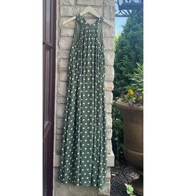 TADITA SLEEVELESS POLKA DOT HALTER MAXI