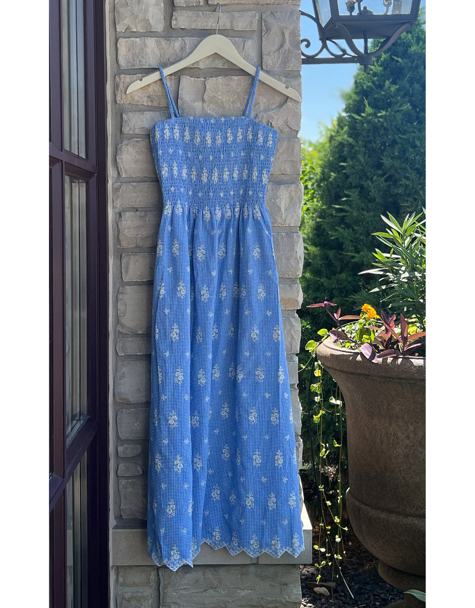 JUNIA FLORAL GINGHAM MAXI DRESS