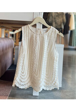 ZYDN EMBROIDERED TULLE TANK TOP