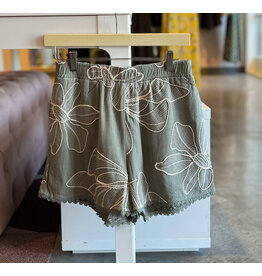 BECKA FLORAL EMBROIDERED LINEN SHORT