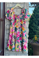 ACOSTA SMOCKED BODICE FLORAL DRESS