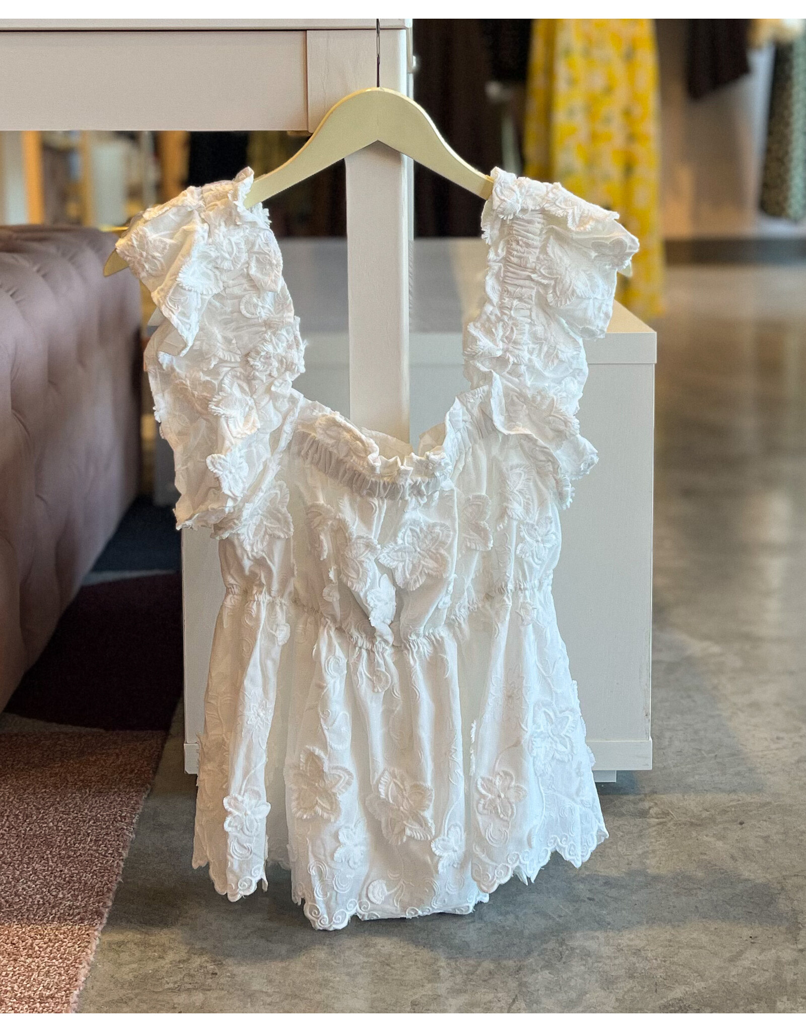ABHA EMBROIDERED FLORAL BABYDOLL TOP