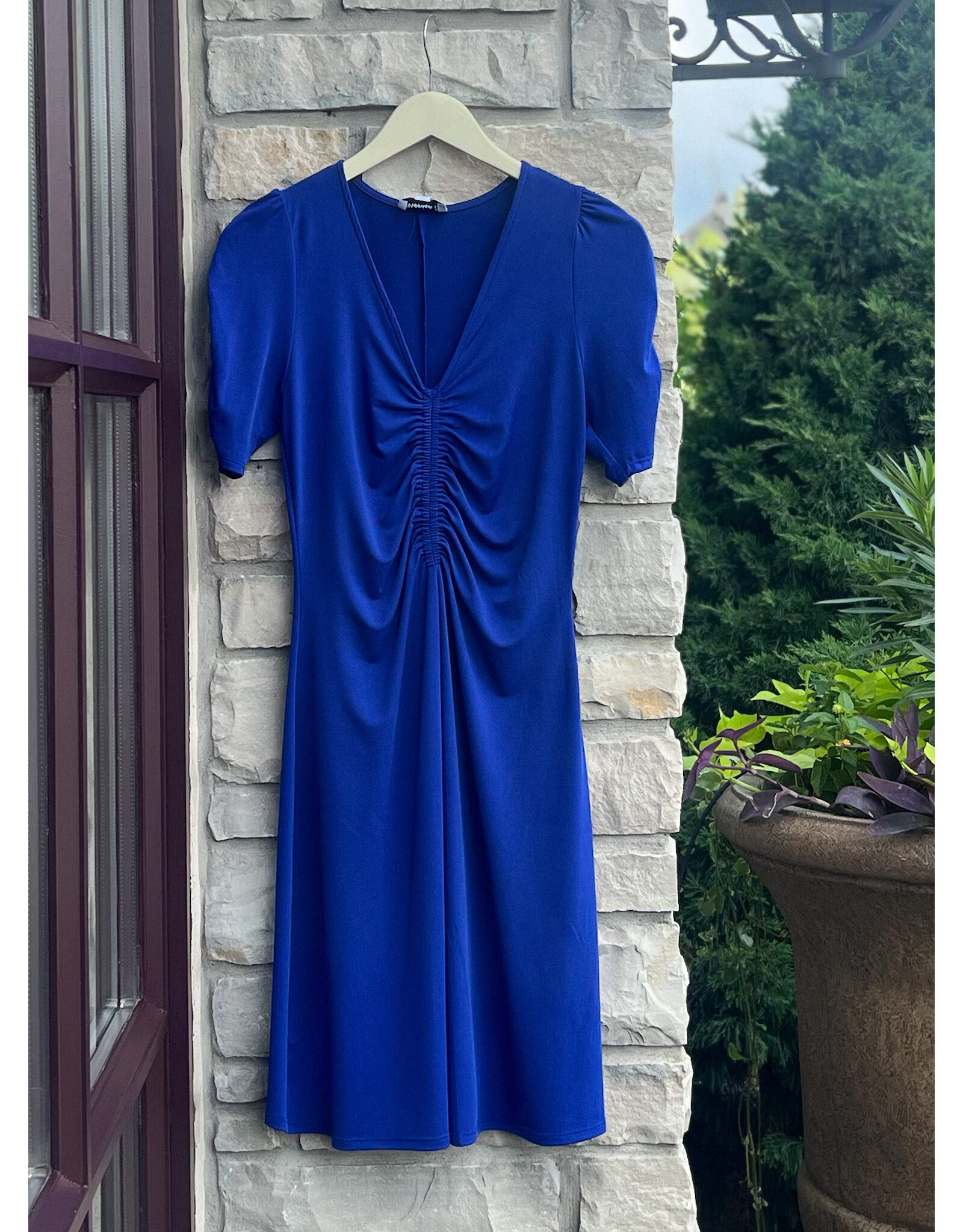 AELIANA V NK SHIRRED DRESS