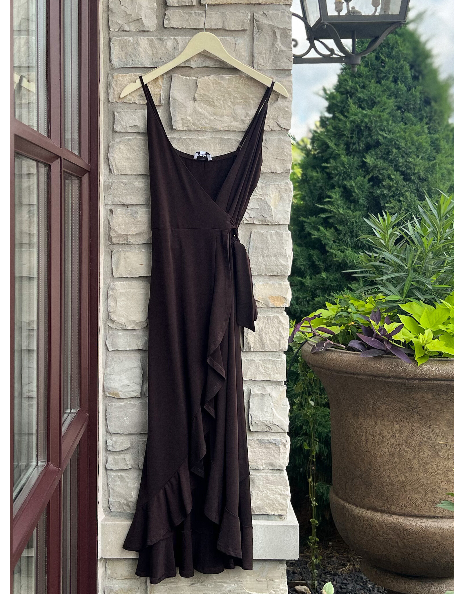 FLAVIA SPAGHETTI WRAP MIDI DRESS