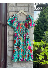 ACOSTA SMOCKED BODICE FLORAL DRESS