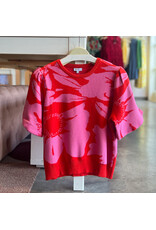 PAREES FLORAL BUBBLE SLEEVE TOP