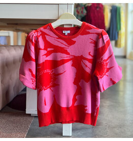 PAREES FLORAL BUBBLE SLEEVE TOP